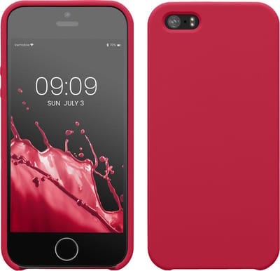 kwmobile telefoonhoesje geschikt voor Apple iPhone SE (1.Gen 2016) / iPhone 5 / iPhone 5S - Hoesje met siliconen coating - Smartphone case in frambozenroze