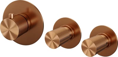 Brauer Copper Carving inbouwthermostaat en 2 stopkranen met in- en afbouwdelen koper geborsteld PVD