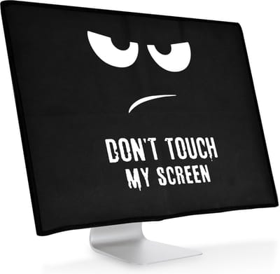 kwmobile beschermhoes monitor geschikt voor 27-28" Monitor - Computerscherm cover - Computer accessoires - PC scherm hoes in wit / zwart - Don't Touch My Screen design