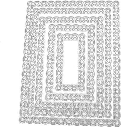5 Stuks Lacy Rechthoekige Frame Snijmallen voor Kerst, Perfect voor DIY Scrapbooking en Kaarten Maken, Decoratieve Embossing en Creatieve Projecten