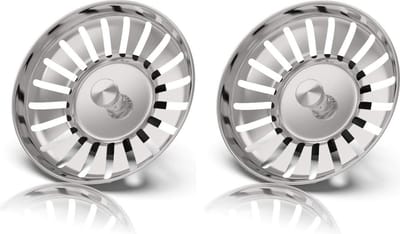 Voordeel Set Waterval RVS Gootsteen Afvoer Plug Keuken - Spoelbak zeef - Afvoerstopper - Korfplug - Gootsteen zeef 84mm - 2 stuks
