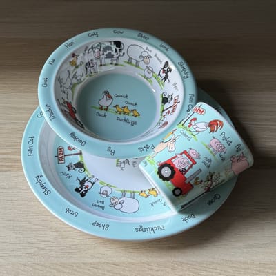 Boerderij dieren Farm kinder servies set melamine (bord + kom + bekertje) - Tyrrell Katz