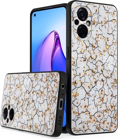 LuxeBass Siliconen hoesje met print geschikt voor OPPO A96 - Marmer Broken White - telefoonhoes - gsm hoes - telefoonhoesje