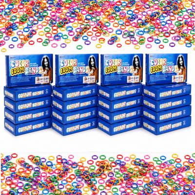 Loom Starter Set voor Kinderen – 20 sets met 12.000 elastiekjes, 20 loomborden, haaknaalden & instructies – Ideaal Tractatiepakket voor Kinderfeestjes en Groepsactiviteiten