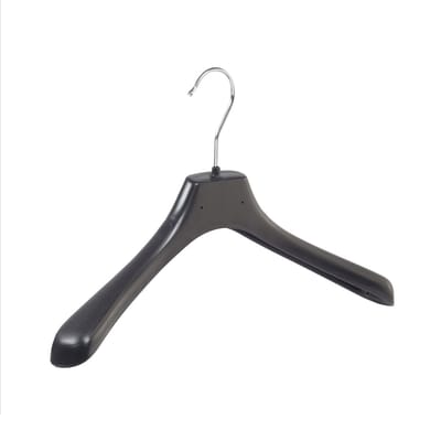 De Kledinghanger Gigant - Mantelhanger - Kostuumhanger - Jassenhanger - Volwassenen - LX39 - 50 Stuks - Kunststof - Zwart - Gebogen Model - Schouderverbreding 4,2 cm - 39 cm - Kledinghanger - Kleerhanger - LX-Serie (LX39_00/50)