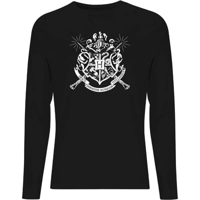 Harry Potter Hogwarts House Crest Men's Long Sleeve T-Shirt - Black - XL