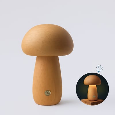 Mushroom lamp - Paddestoel lamp - Paddenstoel lamp - Tafellamp - Hout - Medium