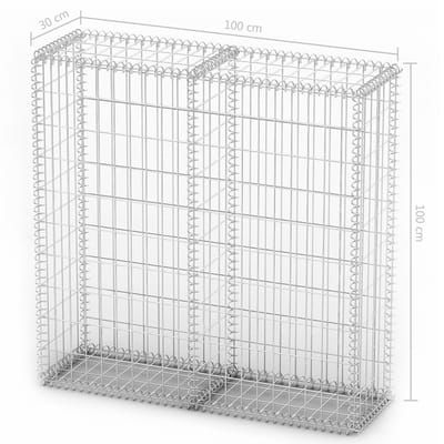 Schanskorf 100 x 100 x 30 cm - Gegalvaniseerd Staal - Gabion Korf voor Keermuur & Tuinafscheiding - Draaddikte 3,5 mm - Roestvrij & Weerbestendig - Steenkorf Decoratief