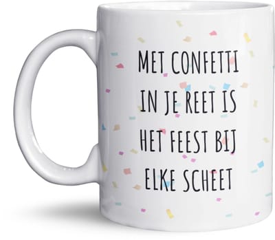 Met Confetti in Je Reet Mok – 325 ml Keramische Grappige Koffiemok met Confettidessin & Humoristische Tekst – Hilarisch Cadeau voor Collega’s, Vrienden, Verjaardagen & Mensen die van Foute Grappen Houden – Vaatwasser- en Magnetronbestendig – Humorvol