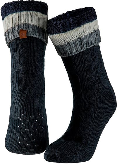Apollo huissokken heren/dames - donkerblauw - maat 41-46 - anti-slip - Gebreid/fleece - slaapsokken/bedsokken
