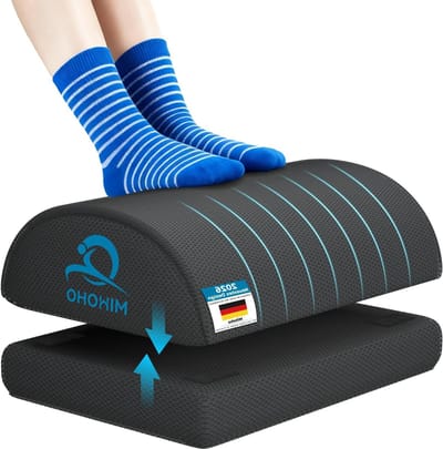 Ergonomische voetensteun voor onder het bureau, hoogte verstelbare traagschuim voetenbank met wasbare hoes voor optimaal comfort en ondersteuning tijdens het werken