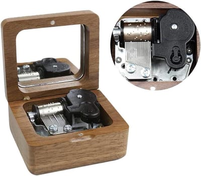 Muziekdoos Hout - Speeldoos Melodie - Cadeau Geven - Met Spiegel - 7.1 x 6.7 x 4 cm - Walnoot