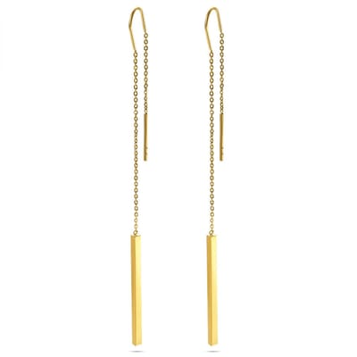 Twice As Nice Oorbellen in goudkleurig edelstaal, staaf, ketting