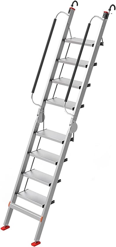 Aluminium telescopische ladder, Heavy Duty Emergency Egress Ladder voor Vensterput, Ruimtebesparende Camperladder met Haken, voor slaapzaal, bibliotheek, bed(257 * 50cm/101 * 20)