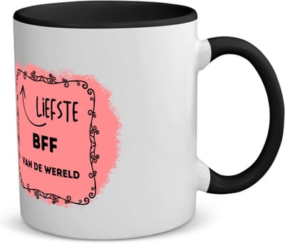Akyol - liefste bff van de wereld koffiemok - theemok - zwart - Vriend - de liefste bff - verjaardag - cadeautje voor beste vriend - kado - geschenk - 350 ML inhoud