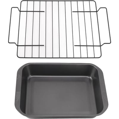 Plat à rôtir avec grille Rectangle Plat à griller Acier au carbone Poignée en fer Antiadhésif Passe au lave-vaisselle L