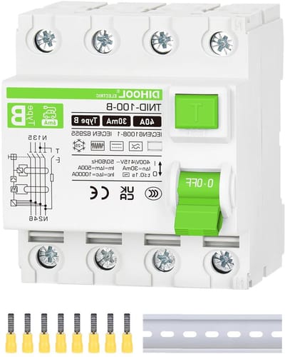Aardlekschakelaar - Stroomonderbreker FI-schakelaar - Elektrisch laden - Type B DC 6mA lekbescherming - 40A 4-polig - null