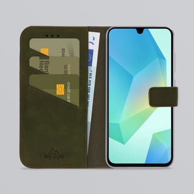 My Style Telefoonhoesje geschikt voor Samsung Galaxy A16 Hoesje | My Style Flex Wallet Bookcase Portemonnee | Pasjeshouder voor 3 Pasjes | Telefoonhoesje voor Pinpas / OV Kaart / Rijbewijs - Forest Green | Groen