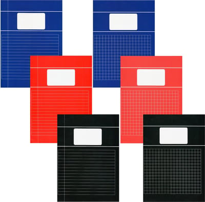 Benza - Basic Schriften A4 Lijn en Ruit 10 mm 1 cm - Multikleur - 6 stuks