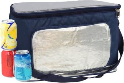 Koeltas schoudertas blauw/zilver 39 x 20 x 26 cm 18 liter - Koeltassen