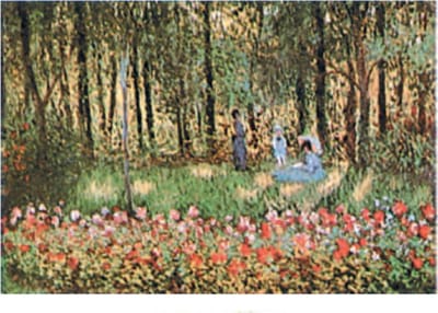 Mini kunstposter - Claude Monet - De familie in hun tuin - 24x30 cm