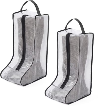 2 Stuks Hoge Laarzen Opbergtassen – Transparante Schoenen Organizer met Ritssluiting en Handgreep – Stofdichte Opbergzak voor Rijlaarzen, Winterlaarzen en Cowboylaarzen