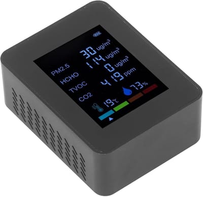 CO2-meter Kwaliteitsdetector - Luchtkwaliteit Sensor - Gezonde Leefomgeving - Multifunctionele Meting - 9x7x3.4 cm - Zwart