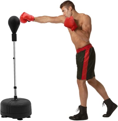 Staande Bokszak - Bokstrainer Speedbal - Thuis Trainen - 360 Graden Rebound - 120-160 cm - Zwart
