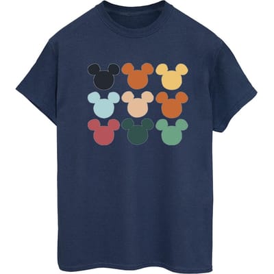 Disney Dames/Dames Mickey Mouse Hoofden Vierkant Katoenen Vriendje T-shirt (Marineblauw)