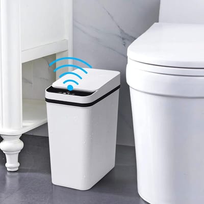 Badkamer Prullenbak - Afvalemmer Sensor - Hygiënisch Afval Beheren - Contactloze Deksel - 12 Liter - Wit