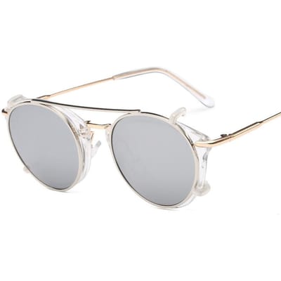 Nieuwe Metalen 2-in-1 Zonnebril Unisex Retro Dubbel Doel Spiegelend Set Nieuwe Afneembare Externe Zonnebril UV 400 Bescherming Lenzen Bril