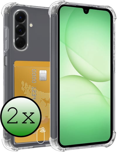 Hoesje 2 Stuks - Geschikt voor Samsung Galaxy A17 - Met Pashouder en Kaarthouder - Telefoon Hoes Shockproof - Siliconen Case - Back Cover - Shock Proof - Pasjes Houder - Transparant