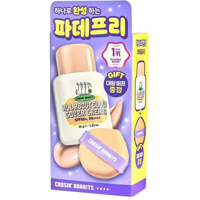 Chasin' Rabbits All About Glow Cover Cream Set 35g (Jumbo Make-up spons inbegrepen) beige
