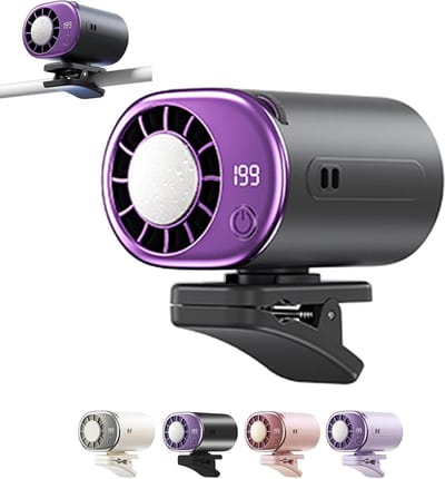 VHV - Ventilator - Tafelventilator - Mini ventilator - Clip ventilator - Met LED-display - Clip-on Airconditioner voor in de auto - Mini-koelsysteem voor auto's - 360° draaibaar - Verstelbaar - 199 snelheden - Grijs