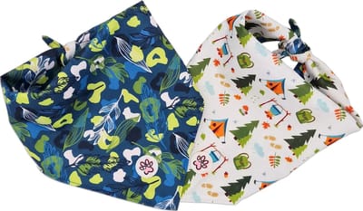 Bandana Hond - Kleurrijke Hondenbandana - Groen - Blauw - Camouflage - Luipaard - Natuur - Kamperen - Bomen - Let's go Outside - Paw My God! - Maat L