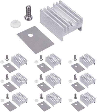 10 Sets Aluminium TO-220 Koellichaam Montagekits met Schroeven, Ringen en Isolatie voor MOSFET Transistoren en Spanningsregelaars (20mmx15mmx10mm) - Efficiënte Warmteafvoer en Betrouwbare Bevestiging