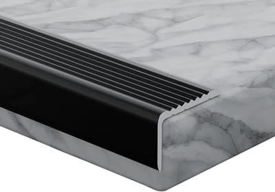 Aluminium trapneusprofiel 90 cm, Step Ed beschermer voor laminaat, tegels, metalen en houten trappen (zwart, B3 x H2 cm) -, antislip, eenvoudig te installeren
