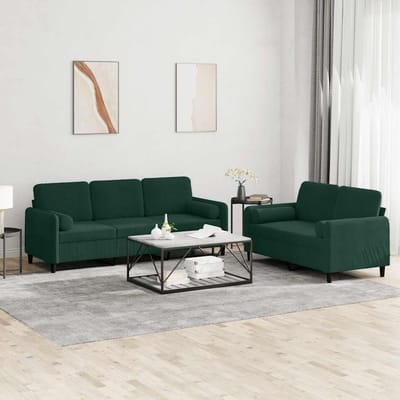 vidaXL - 2-delige - Loungeset - met - kussens - fluweel - donkergroen