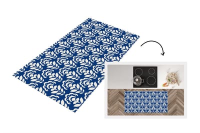 Keukenloper 120x60 cm - Keukenmat vinyl Zonnebloem - Blauw - Design - Keukenmatten loper - Keuken vloerkleed tapijt
