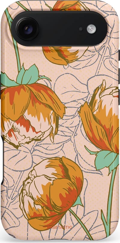 Casetastic hoesje geschikt voor Apple iPhone Air - MagSafe - Dubbellaagse bescherming - Lente pioenroos - Fashion Case - Zand Zilver Okergeel Terracotta