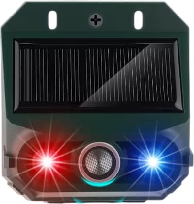 Solar Bewegingssensor Alarm Sirene – 2 Stuks, Zonne-energie Alarm, Waterdichte Stroboscoop Beveiligingslamp, Dierenafschrikking voor Tuin, Boerderij, Villa en Kippenhok