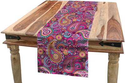 ABAKUHAUS Paisley tafelloper – 40x180 cm – veelkleurig, wasbaar