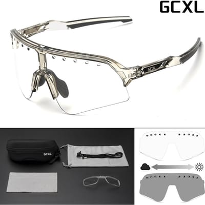 GCXL Lunettes de Vélo à Changement de Couleur Protection UV pour Hommes et Femmes Lunettes de VTT Activité Extérieure Sportives Course à Pied Vélo Lunettes de Vue Vélo