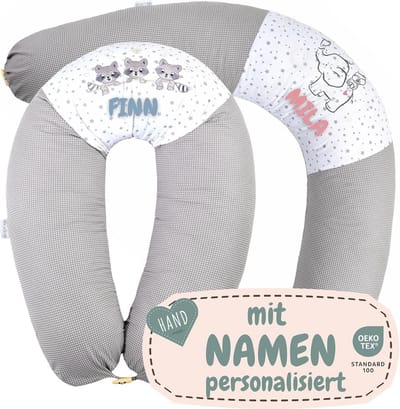 XXL Borstvoedingskussen - Gepersonaliseerd met Naam en Geboortedatum - Perfect Babycadeau voor jongens en meisjes
