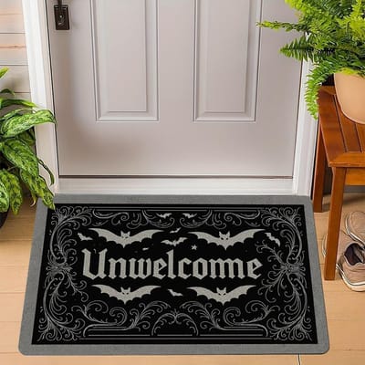 ONWELKOMEN    Bat Gotische Stijl WELKOM Vloerkleed Deurmat Woonkamer Slaapkamer Entree Deur Vloermat Hal Achtertuin Voetmat Hallowmas 50x80cm