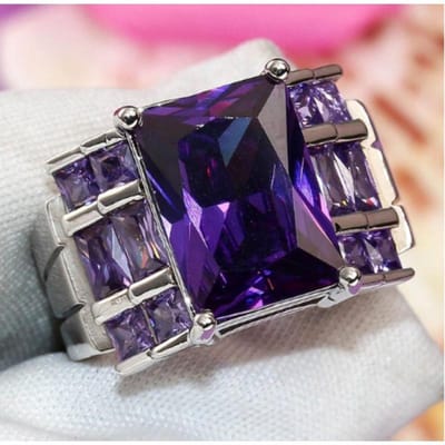 Grote Rechthoekige Blauwe Zirkoon Ring Hoogwaardig Platina Verguld Europese en N Trend Sieraden No. 9 black