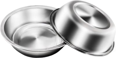 Premium RVS Voer- en Waterbakken voor Katten en Kleine Honden, Set van 2 (16cm) - Duurzaam, Antislip en Makkelijk Schoon te Maken