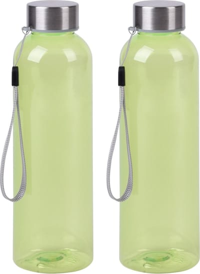 Bellatio Design Waterfles / drinkfles / sport bidon Olympic - 2x - groen - kunststof - 500 ml - rvs schroefdop
