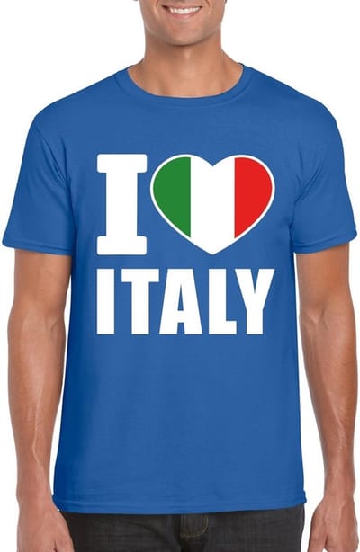 Blauw I love Italy supporter shirt heren - Italie t-shirt heren S