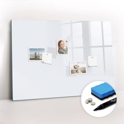 Tulup Whitebord - Kleur Donker Wit Magneetbord - 100 cm x 70 cm - Magneetbord Muur - Moderne Wanddecoratie - Memo Magneetbord - Notitiebord Werkplek - Gratis 5 Sterke Magneten + Whiteboard Marker & Wisser - Magnetisch Bord - Magneetbord Keuken